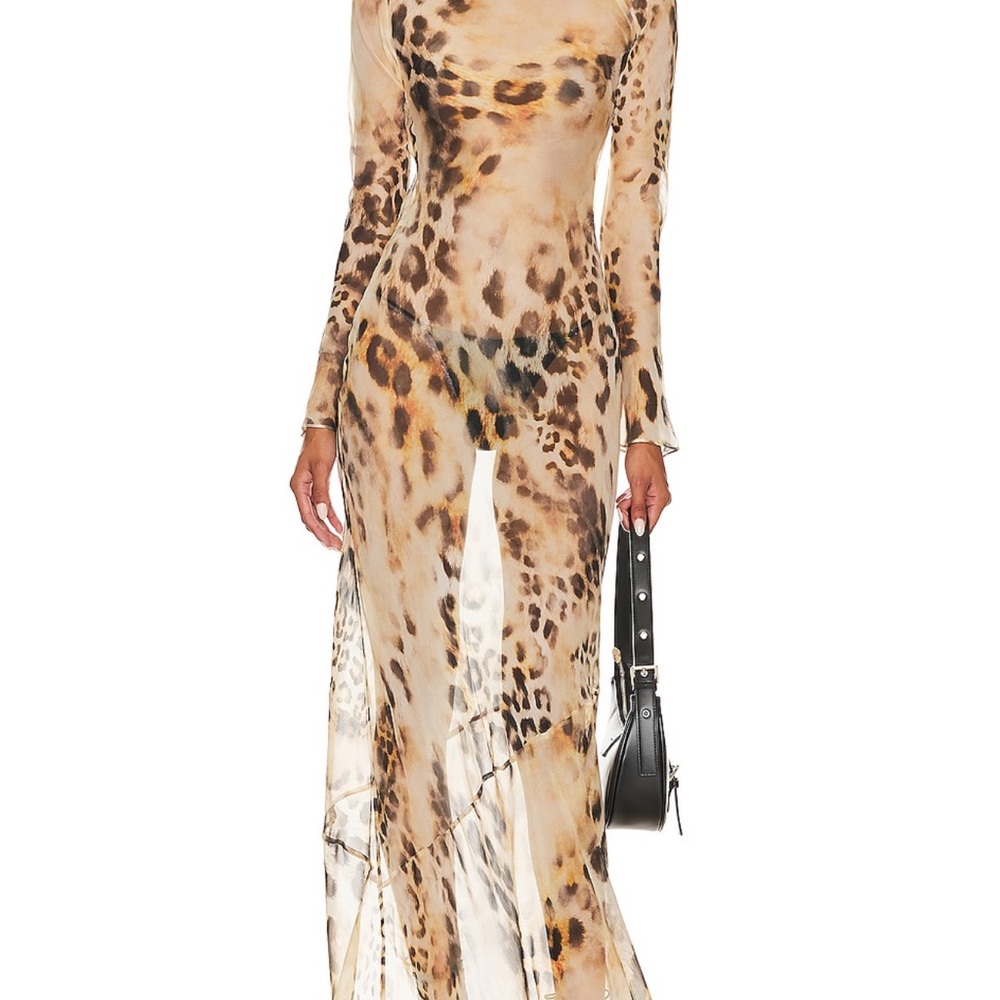 Vienna dress by retrofete Leopard Print Sheer Maxi Dress